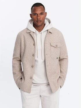 Ombre Ombre Kurtka przejściowa OM-JANP-0199 Beżowy Regular Fit