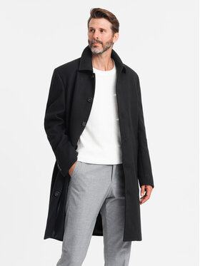 Ombre Ombre Płaszcz OM-COWC-0106 Czarny Regular Fit