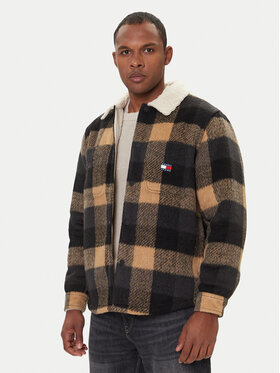 Tommy Jeans Tommy Jeans Prehodna jakna Check Teddy DM0DM22010 Bež Regular Fit