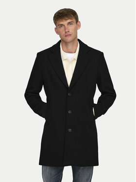 Only & Sons Only & Sons Gyapjú kabát 22030864 Fekete Regular Fit