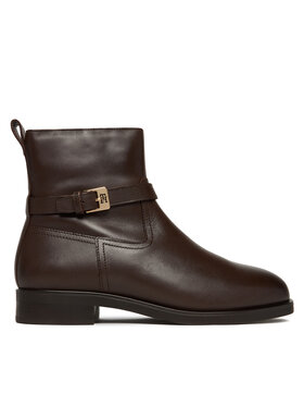 Tommy Hilfiger Tommy Hilfiger Polokozačky Th Buckle Riding Leather Bootie FW0FW08781 Hnědá