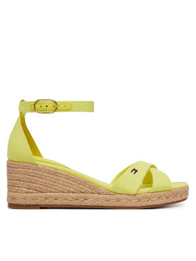 Tommy Hilfiger Tommy Hilfiger Espadryle Hemp Crossover Strap Wedge Espadrilles FW0FW09332 Zielony
