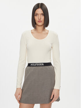 Tommy Hilfiger Tommy Hilfiger Blúzka WW0WW41654 Béžová Slim Fit