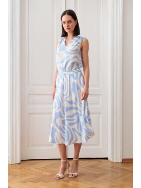 EMOI EMOI Spódnica midi Jasna letnia z kieszeniami Niebieski Feminine Fit