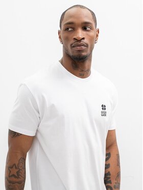 Good Luck Good Luck T-Shirt Koszulka Z Krótkim Rękawem Biała Męska GOOD LUCK Koniczyna 3XL Biały Regular Fit