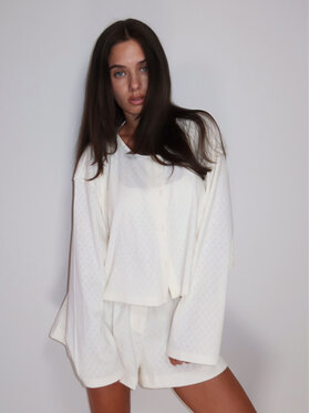 MissDenim MissDenim Bluza Pajama Overshirt Beżowy Regular Fit