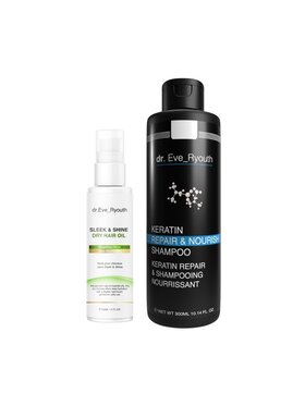 dr. Eve Ryouth dr. Eve Ryouth Szampon Keratin Repair & Nourish 300 ml + Olejek do włosów suchych SLEEK & SHINE 60 ml Zestaw do pielęgnacji włosów