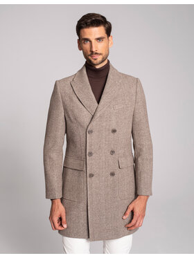 Borgio Borgio Płaszcz wełniany bolognetta Beżowy Slim Fit