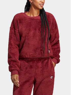 adidas adidas Majica dugih rukava Essentials+ Fluffy Teddy Sweater HY1725 Crvena Loose Fit