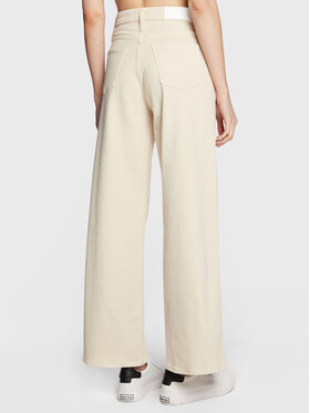 Calvin Klein Jeans Hlače K20K205058 Écru Wide Leg