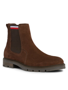Tommy Hilfiger Tommy Hilfiger Μποτάκια με λάστιχο Corpoarte Hilfiger Suede Chelsea FM0FM04803 Καφέ