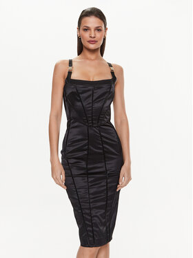 Babylon Babylon Коктейлна рокля S_E00748 Черен Slim Fit