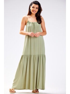 Awama Awama Sukienka letnia A582 Zielony Basic Fit