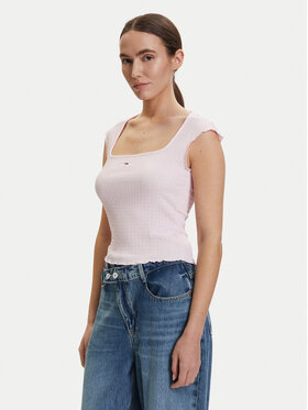 Tommy Jeans Tommy Jeans Τοπ DW0DW22220 Ανοιχτό ροζ Slim Fit
