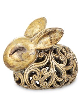 MIAhome MIAhome Figurka królik ażurowy 21x17x25 cm ZŁOTY Złoty