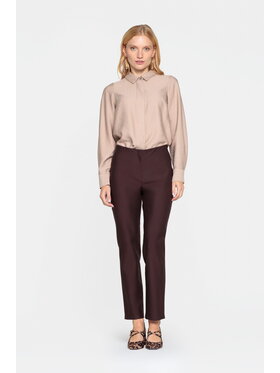 EMOI EMOI Spodnie materiałowe Eleganckie z wąską nogawką Brązowy Feminine Fit
