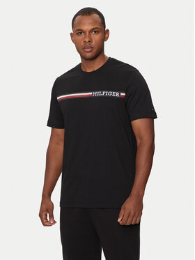 Tommy Hilfiger Tommy Hilfiger T-Shirt Chest Stripe MW0MW36739 Czarny Regular Fit