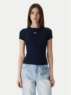 Tommy Jeans Tommy Jeans Marškinėliai ilgomis rankovėmis Badge DW0DW17881 Tamsiai mėlyna Slim Fit