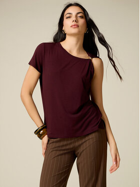 Oltre Oltre T-Shirt G046J004570N029 Bordowy Regular Fit