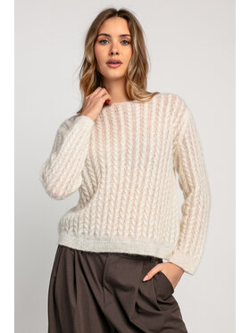 Fobya Fobya Sweter F1981 Écru Basic Fit