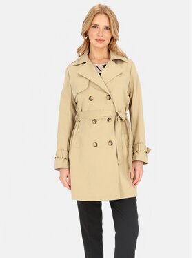Perso Perso Płaszcz przejściowy BLE252682F Beżowy Regular Fit