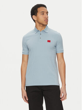 HUGO HUGO Тениска с яка и копчета Dereso232 50490770 Светлосиньо Slim Fit