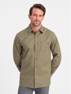 Ombre Ombre Koszula OM-SHCS-0147 Khaki Regular Fit