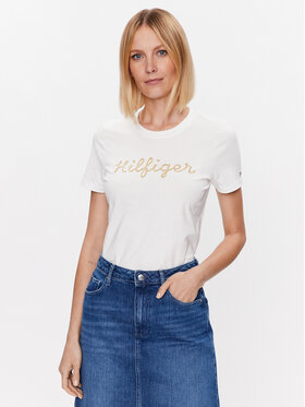 Tommy Hilfiger Tommy Hilfiger T-Shirt Gold WW0WW38692 Écru Regular Fit