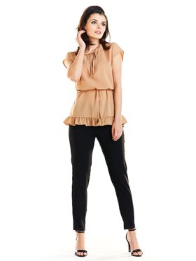 Awama Awama Bluzka A269 Brązowy Basic Fit