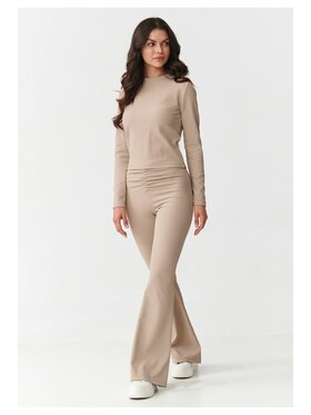 Makadamia Makadamia Komplet bluzka i spodnie M893 Beżowy Slim Fit