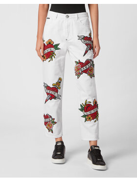 PHILIPP PLEIN PHILIPP PLEIN Jeansy 3071 Biały Mom Fit