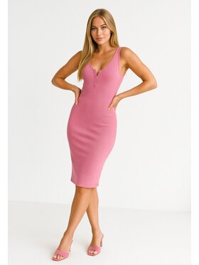 Nudyess Nudyess Letné šaty Louisiana mimi z prążka Ružová Fitted Fit