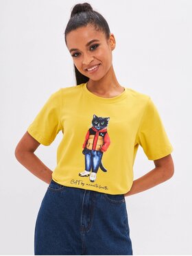 CAT by maniita lacitta CAT by maniita lacitta T-Shirt Printed T-shirt Żółty Regular Fit