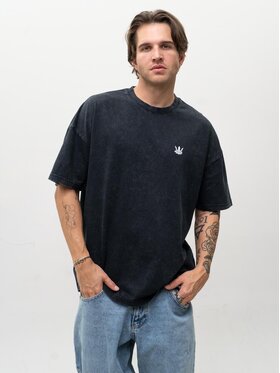 Jigga Wear Jigga Wear T-Shirt Acid wash sprana przetarcia 130517 Czarny Oversize