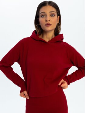 Nudyess Nudyess Bluza Brooklyn z prążka Bordowy Regular Fit
