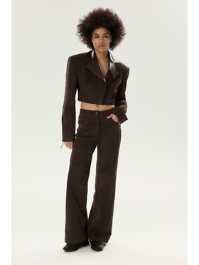 Laretaggio Laretaggio Spodnie garniturowe Brindissi suede lace mid waist trousers Brązowy Straight Leg