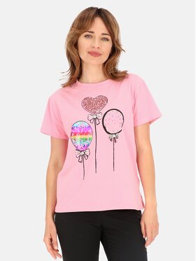 Perso Perso T-Shirt TCE245285F Różowy Regular Fit