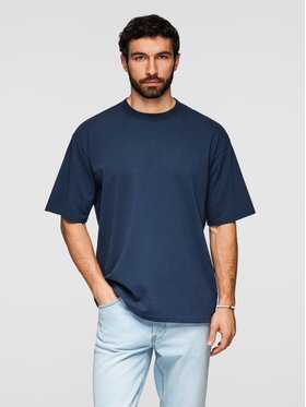 Ombre Ombre T-Shirt OM-TSBC-0267 Granatowy Loose Fit