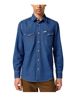 Wrangler Wrangler camicia di jeans 112357192 Blu scuro Regular Fit