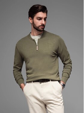 Ombre Ombre Sweter OM-SWZS-0124 Zielony Regular Fit