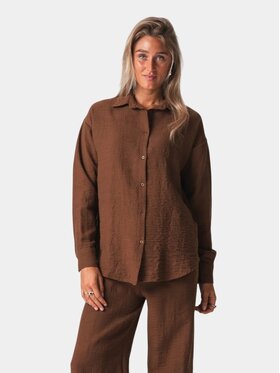 TeeShoppen TeeShoppen Koszula 'Basic Collection' Brązowy Oversize