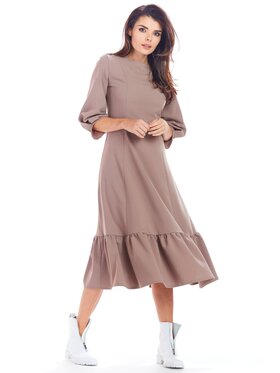 Awama Awama Sukienka codzienna A345 Brązowy Basic Fit