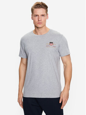 Gant Gant T-Shirt Archive Shield 2003081 Szary Regular Fit