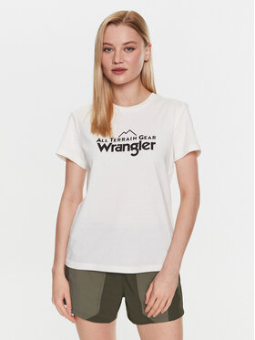Wrangler Wrangler Tricou Logo Tee WC5FGEM22 112326341 Écru Regular Fit