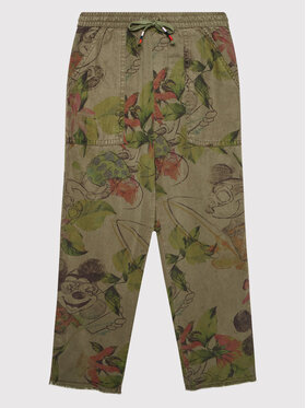 Desigual Desigual Текстилни панталони Mickey Camo Flower 22SGPW06 Зелен Relaxed Fit