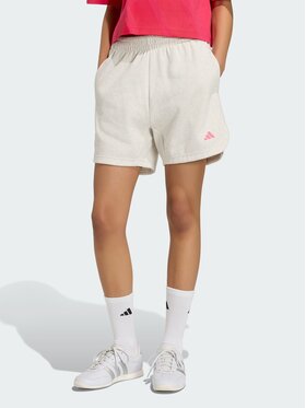 adidas adidas Szorty materiałowe 3 Stripes Studio Fleece Loose Beżowy Loose Fit