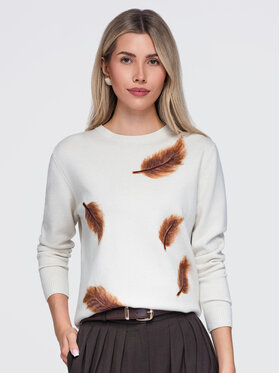 Ombre Ombre Sweter OW-SW-E0027 Beżowy Regular Fit