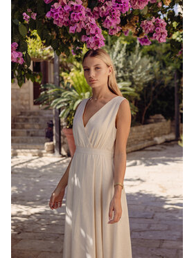 Awama Awama Sukienka letnia A771 Beżowy Basic Fit