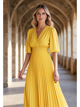 FIGL FIGL Sukienka koktajlowa M1124 Żółty Feminine Fit