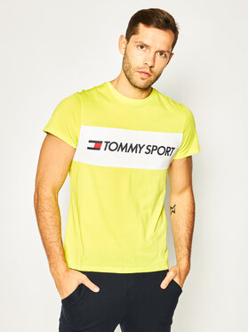 Tommy Sport Marškinėliai Colourblock Logo S20S200375 Geltona Regular Fit